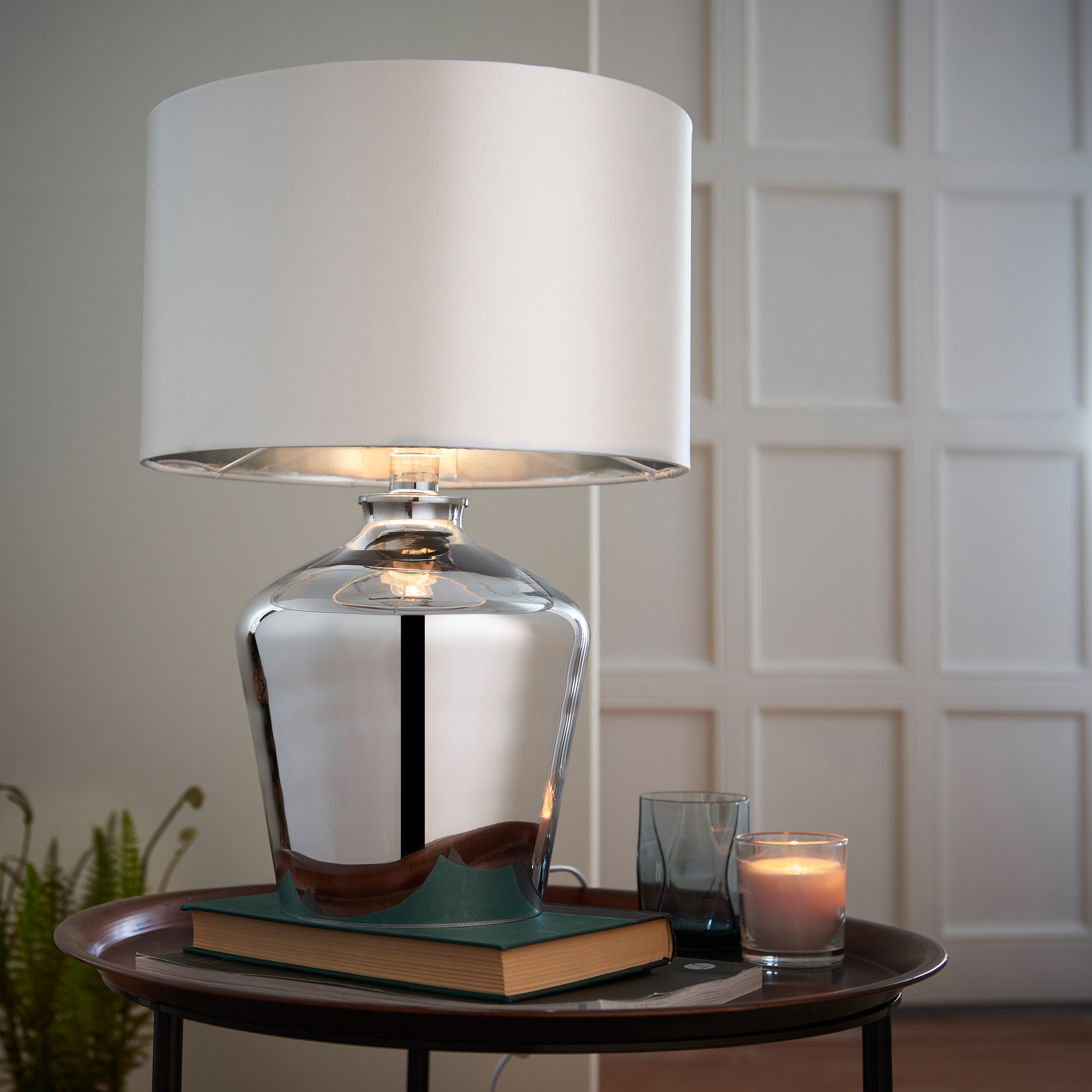 Brydon Chrome & White Table Lamp